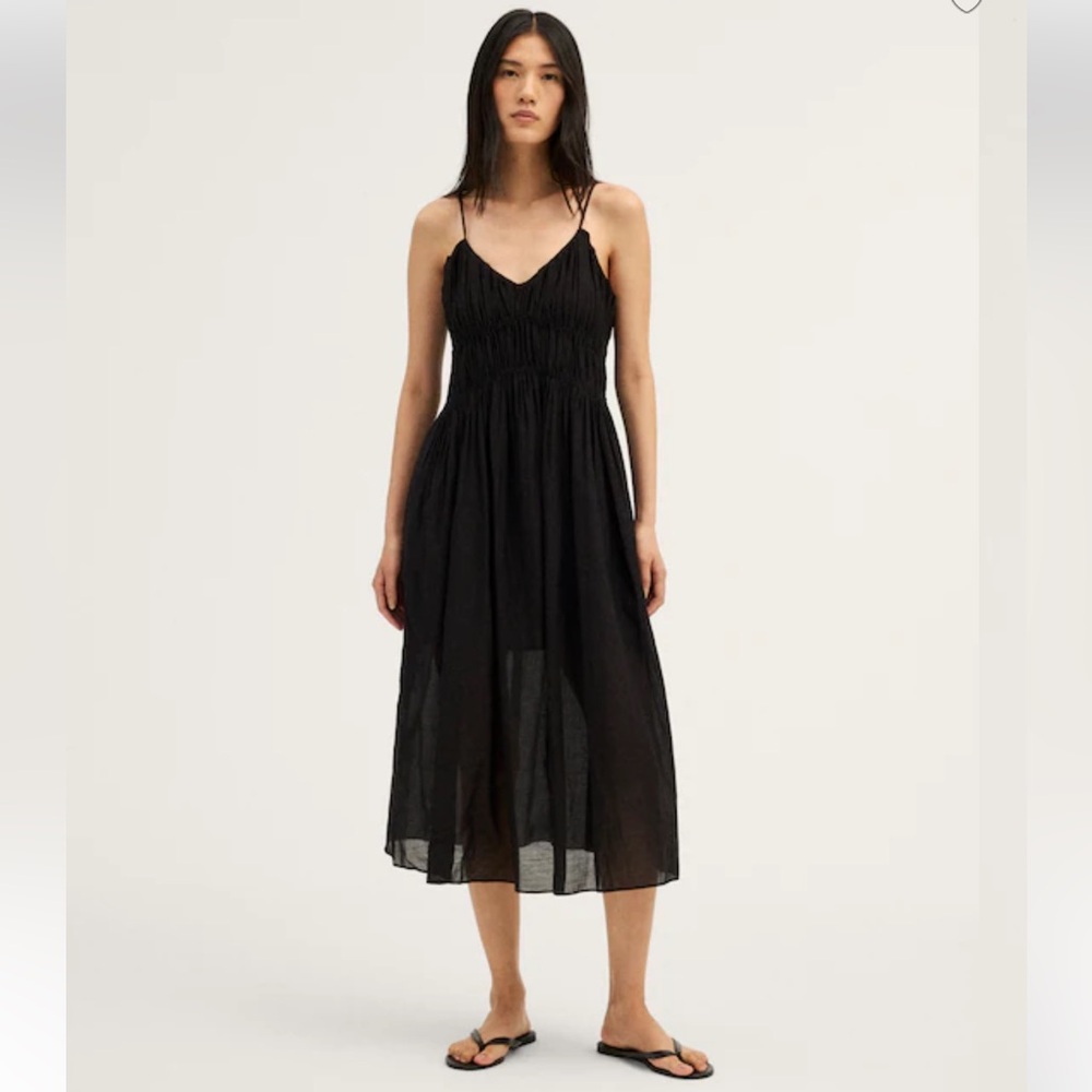 Madewell Tilda Black Spaghetti Strap Maxi Dress size L NEW